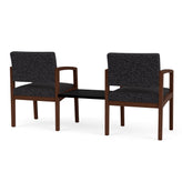 Lenox Wood Waiting Reception 2 Chairs Wood Frame with Black Laminate Connecting Center Table