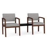 Lenox Wood Waiting Reception 2 Chairs Wood Frame with Black Laminate Connecting Center Table
