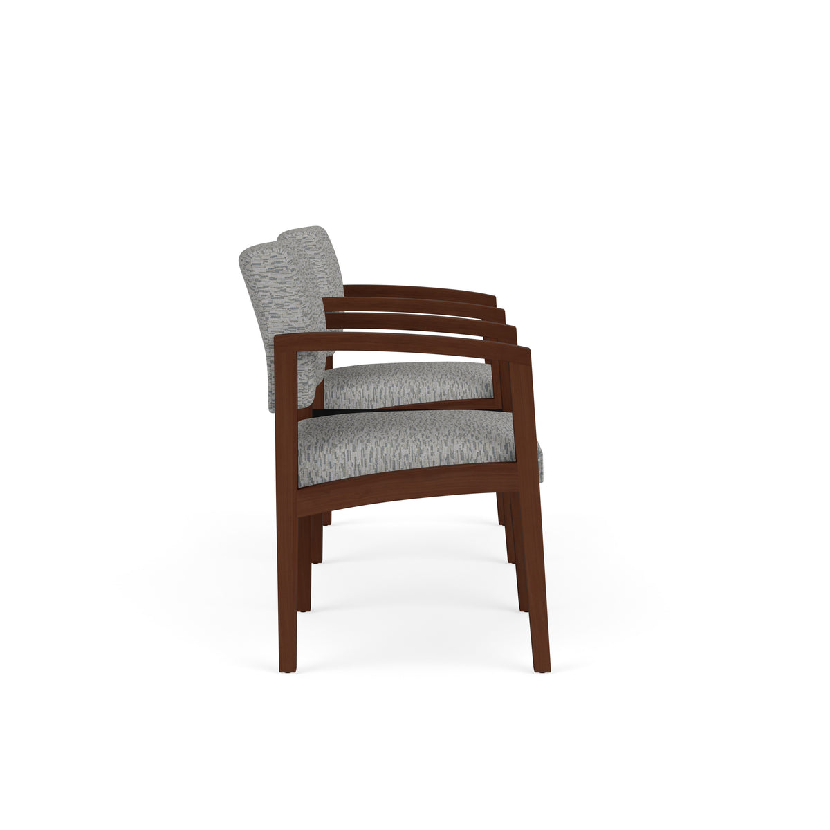 Lenox Wood Waiting Reception 2 Chairs Wood Frame with Black Laminate Connecting Center Table