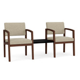 Lenox Wood Waiting Reception 2 Chairs Wood Frame with Black Laminate Connecting Center Table
