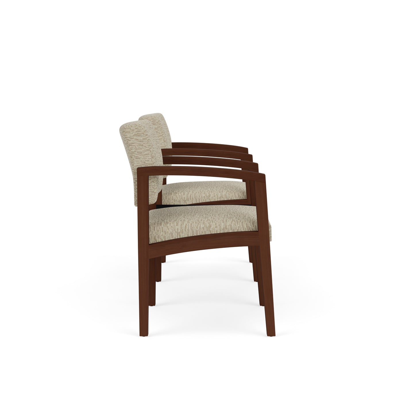 Lenox Wood Waiting Reception 2 Chairs Wood Frame with Black Laminate Connecting Center Table