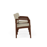 Lenox Wood Waiting Reception 2 Chairs Wood Frame with Black Laminate Connecting Center Table