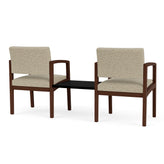Lenox Wood Waiting Reception 2 Chairs Wood Frame with Black Laminate Connecting Center Table