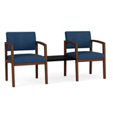Lenox Wood Waiting Reception 2 Chairs Wood Frame with Black Laminate Connecting Center Table