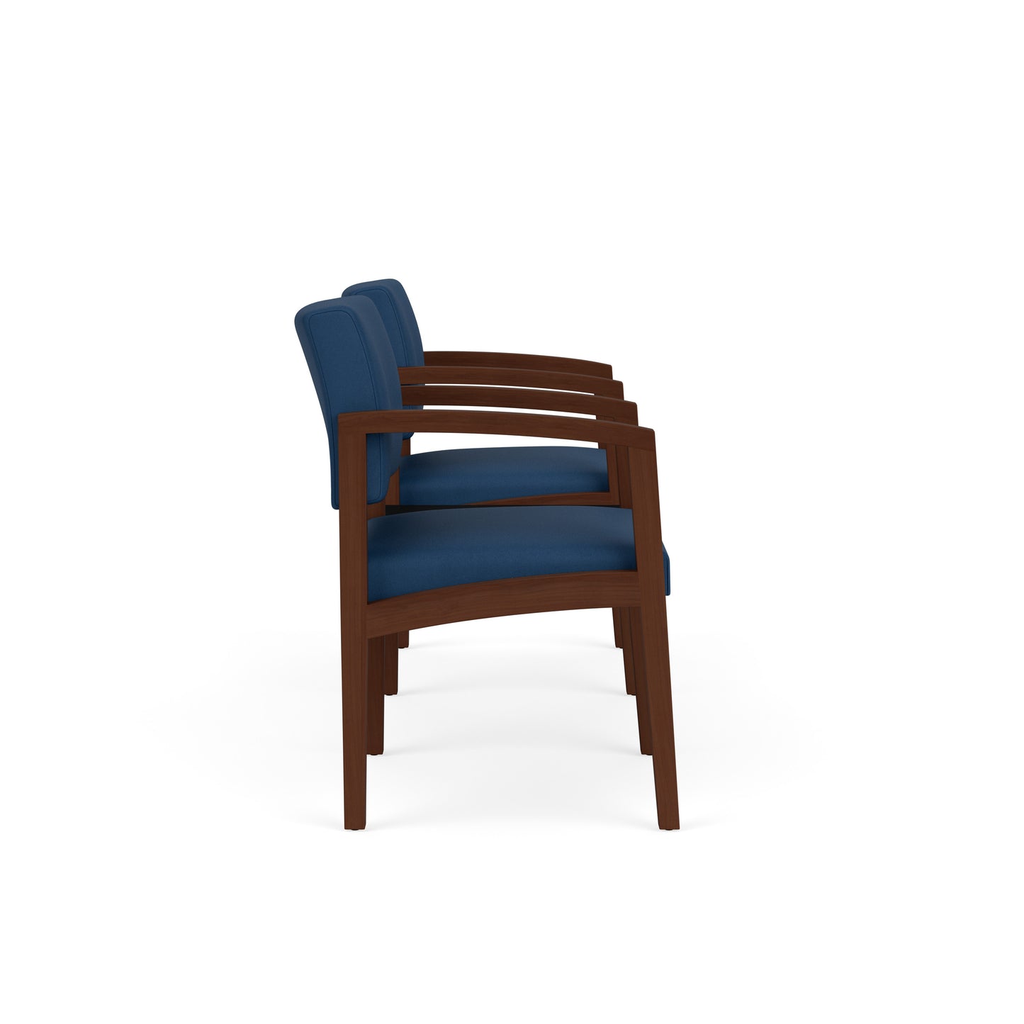 Lenox Wood Waiting Reception 2 Chairs Wood Frame with Black Laminate Connecting Center Table