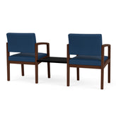 Lenox Wood Waiting Reception 2 Chairs Wood Frame with Black Laminate Connecting Center Table