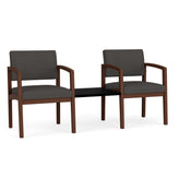 Lenox Wood Waiting Reception 2 Chairs Wood Frame with Black Laminate Connecting Center Table