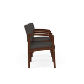 Lenox Wood Waiting Reception 2 Chairs Wood Frame with Black Laminate Connecting Center Table