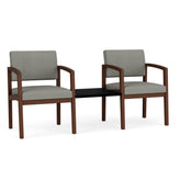Lenox Wood Waiting Reception 2 Chairs Wood Frame with Black Laminate Connecting Center Table
