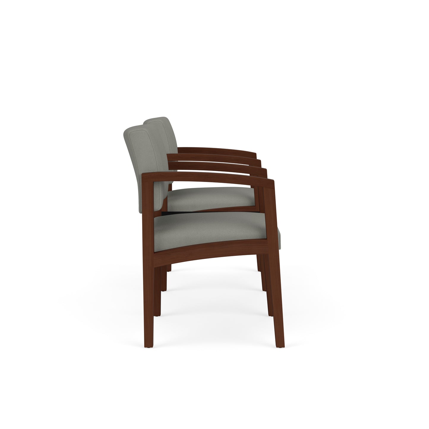 Lenox Wood Waiting Reception 2 Chairs Wood Frame with Black Laminate Connecting Center Table