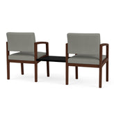 Lenox Wood Waiting Reception 2 Chairs Wood Frame with Black Laminate Connecting Center Table