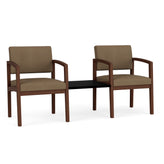 Lenox Wood Waiting Reception 2 Chairs Wood Frame with Black Laminate Connecting Center Table