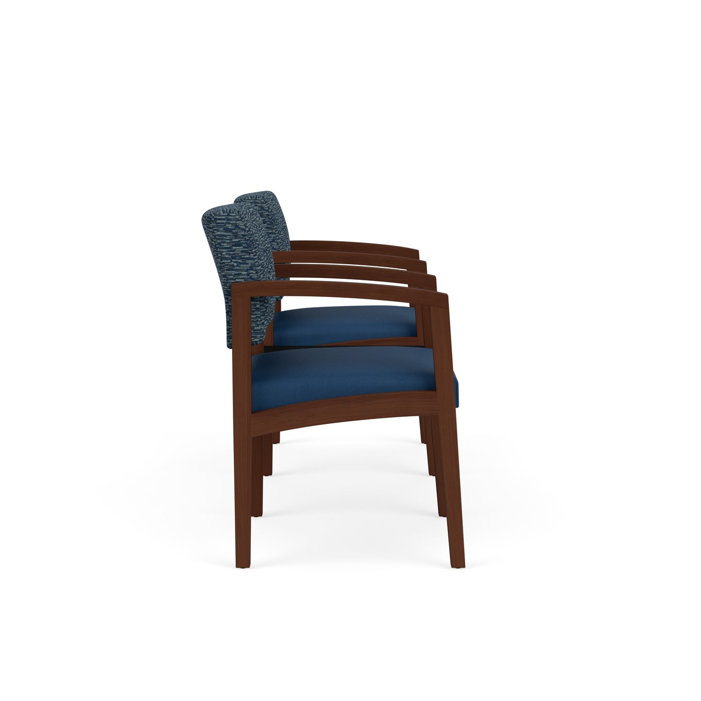 Lenox Wood Waiting Reception 2 Chairs Wood Frame with Black Laminate Connecting Center Table