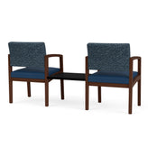 Lenox Wood Waiting Reception 2 Chairs Wood Frame with Black Laminate Connecting Center Table