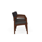 Lenox Wood Waiting Reception 2 Chairs Wood Frame with Black Laminate Connecting Center Table