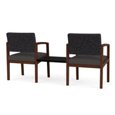 Lenox Wood Waiting Reception 2 Chairs Wood Frame with Black Laminate Connecting Center Table