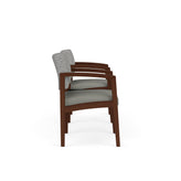 Lenox Wood Waiting Reception 2 Chairs Wood Frame with Black Laminate Connecting Center Table