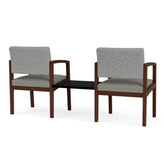 Lenox Wood Waiting Reception 2 Chairs Wood Frame with Black Laminate Connecting Center Table