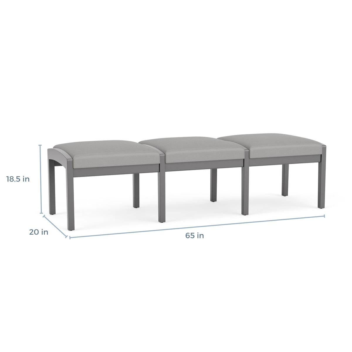 Lenox Wood Waiting Reception 3 Seat Bench Wood Frame