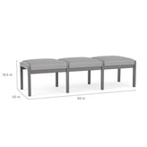 Lenox Wood Waiting Reception 3 Seat Bench Wood Frame