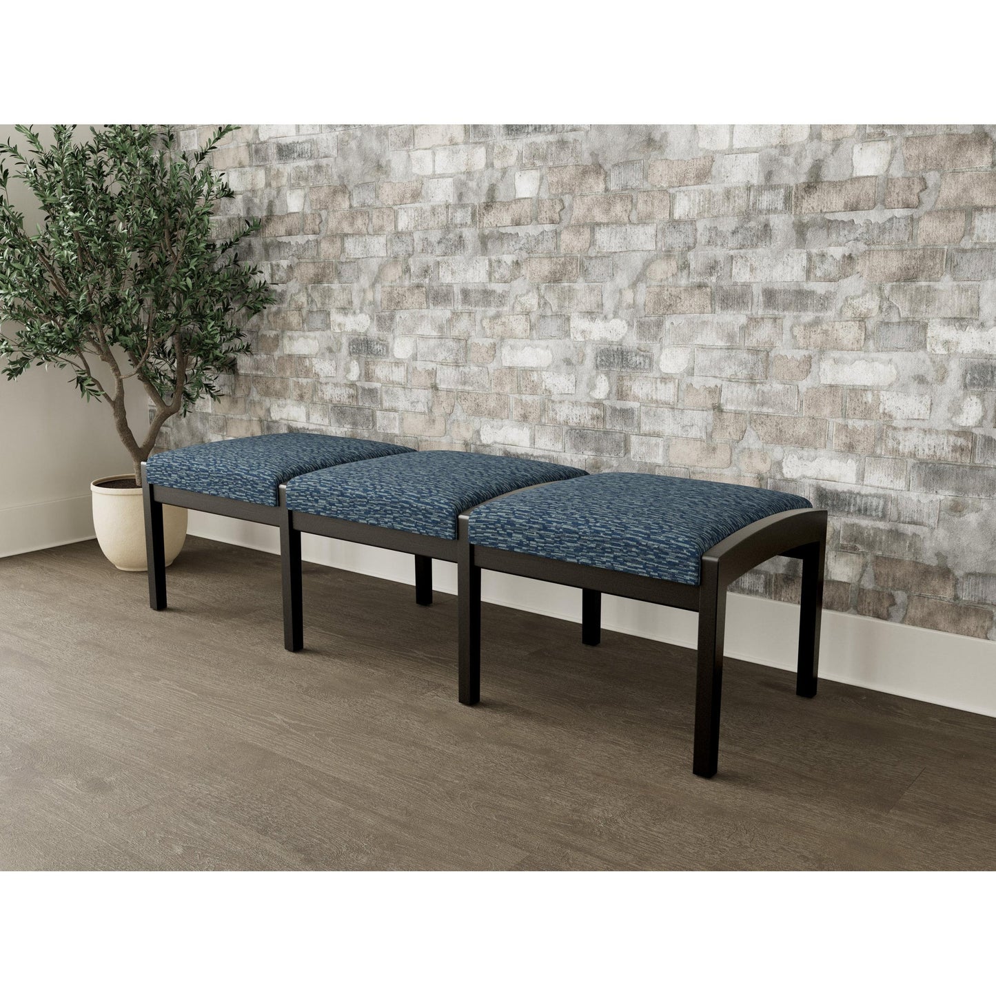 Lenox Wood Waiting Reception 3 Seat Bench Wood Frame