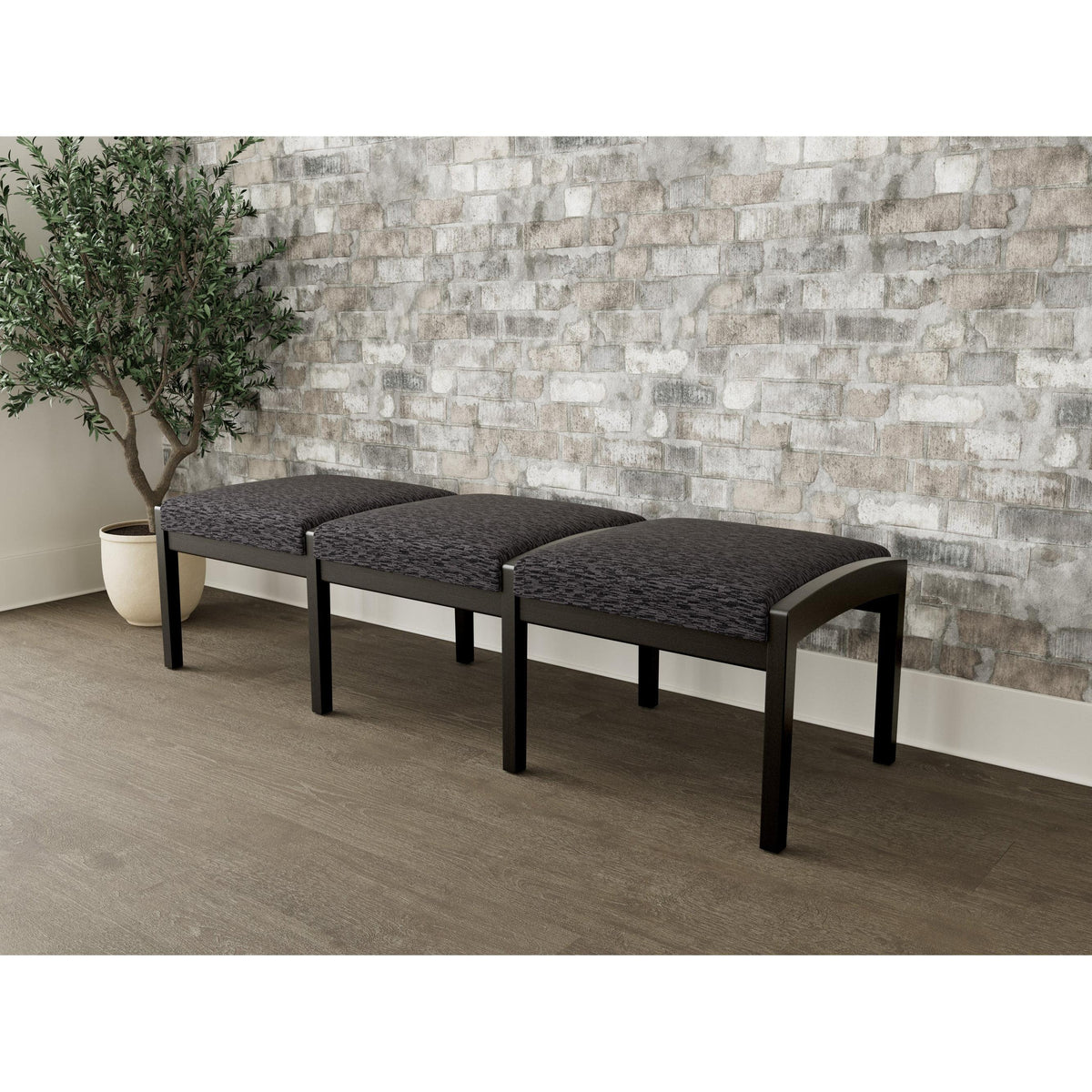 Lenox Wood Waiting Reception 3 Seat Bench Wood Frame