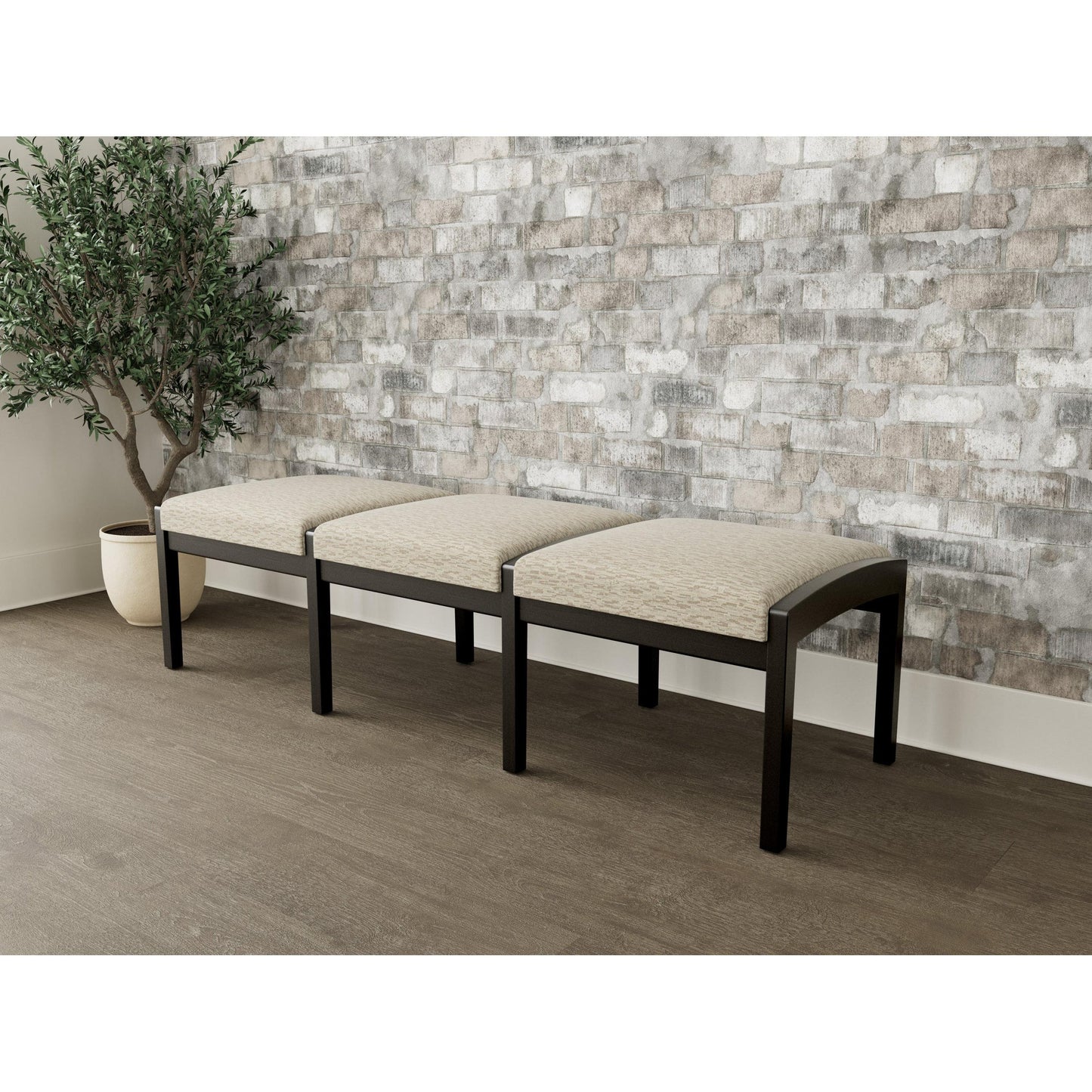 Lenox Wood Waiting Reception 3 Seat Bench Wood Frame