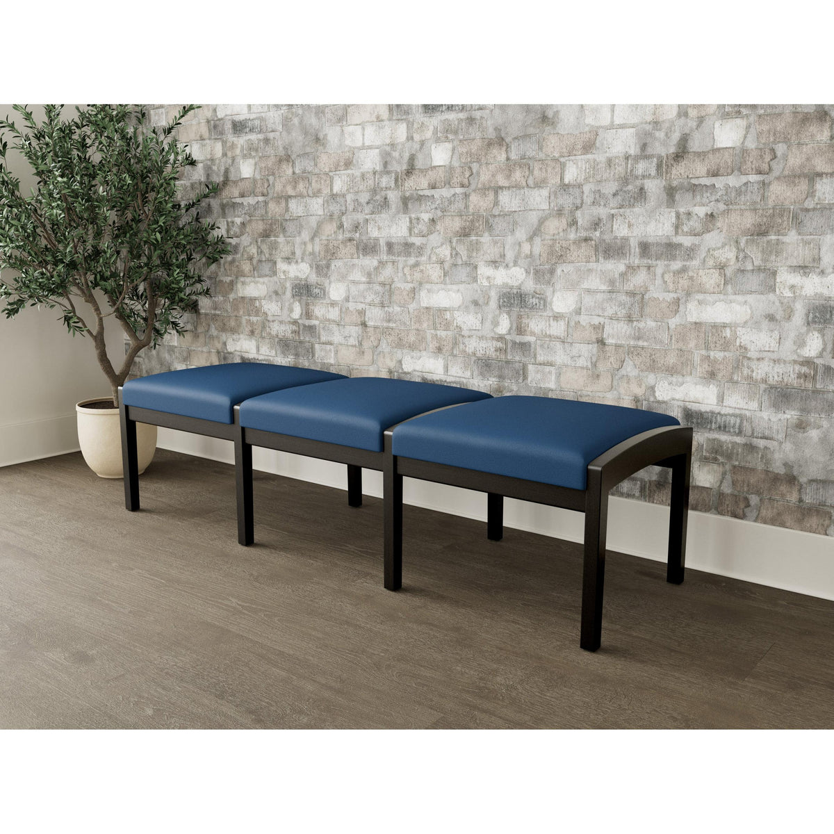 Lenox Wood Waiting Reception 3 Seat Bench Wood Frame