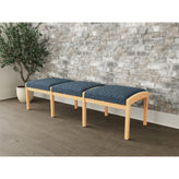 Lenox Wood Waiting Reception 3 Seat Bench Wood Frame