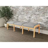 Lenox Wood Waiting Reception 3 Seat Bench Wood Frame