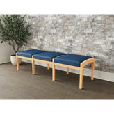 Lenox Wood Waiting Reception 3 Seat Bench Wood Frame