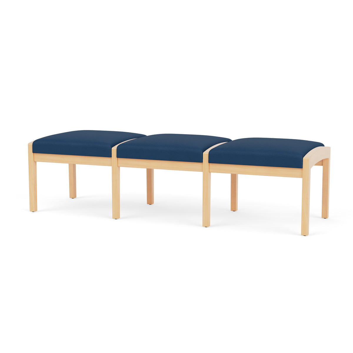 Lenox Wood Waiting Reception 3 Seat Bench Wood Frame