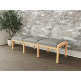 Lenox Wood Waiting Reception 3 Seat Bench Wood Frame