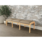 Lenox Wood Waiting Reception 3 Seat Bench Wood Frame