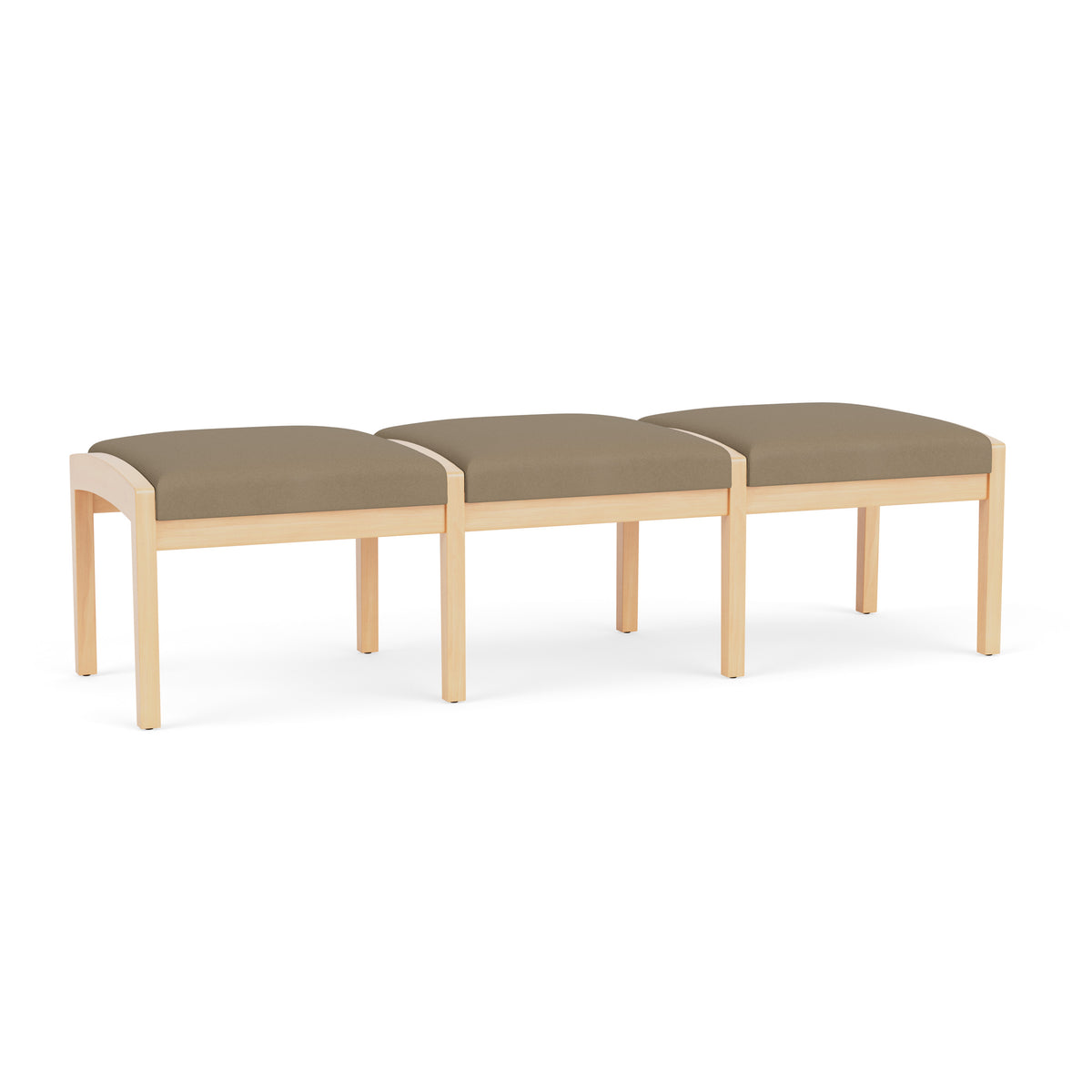 Lenox Wood Waiting Reception 3 Seat Bench Wood Frame