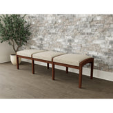 Lenox Wood Waiting Reception 3 Seat Bench Wood Frame