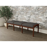 Lenox Wood Waiting Reception 3 Seat Bench Wood Frame