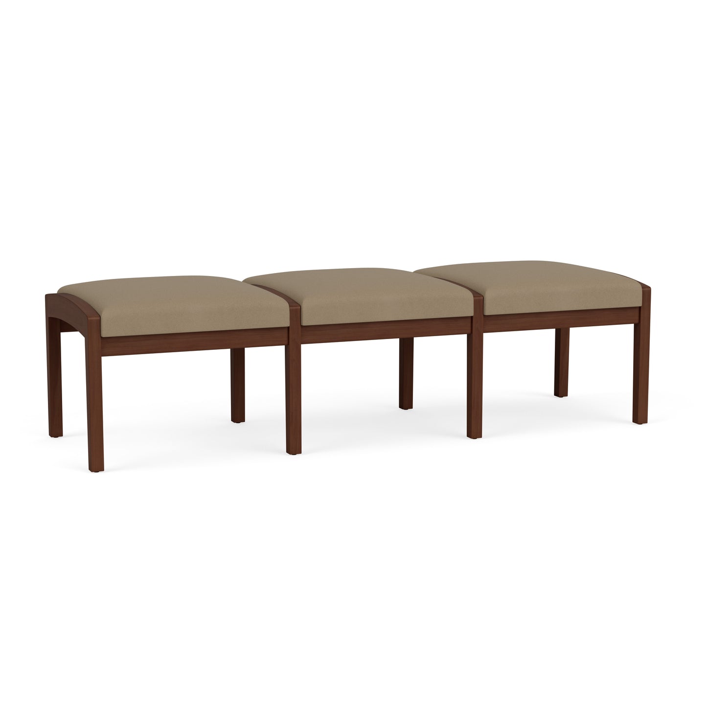 Lenox Wood Waiting Reception 3 Seat Bench Wood Frame