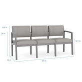 Lenox Wood Waiting Reception 3 Seat Tandem Seating Wood Frame No Center Arms
