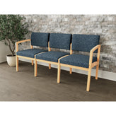 Lenox Wood Waiting Reception 3 Seat Tandem Seating Wood Frame No Center Arms