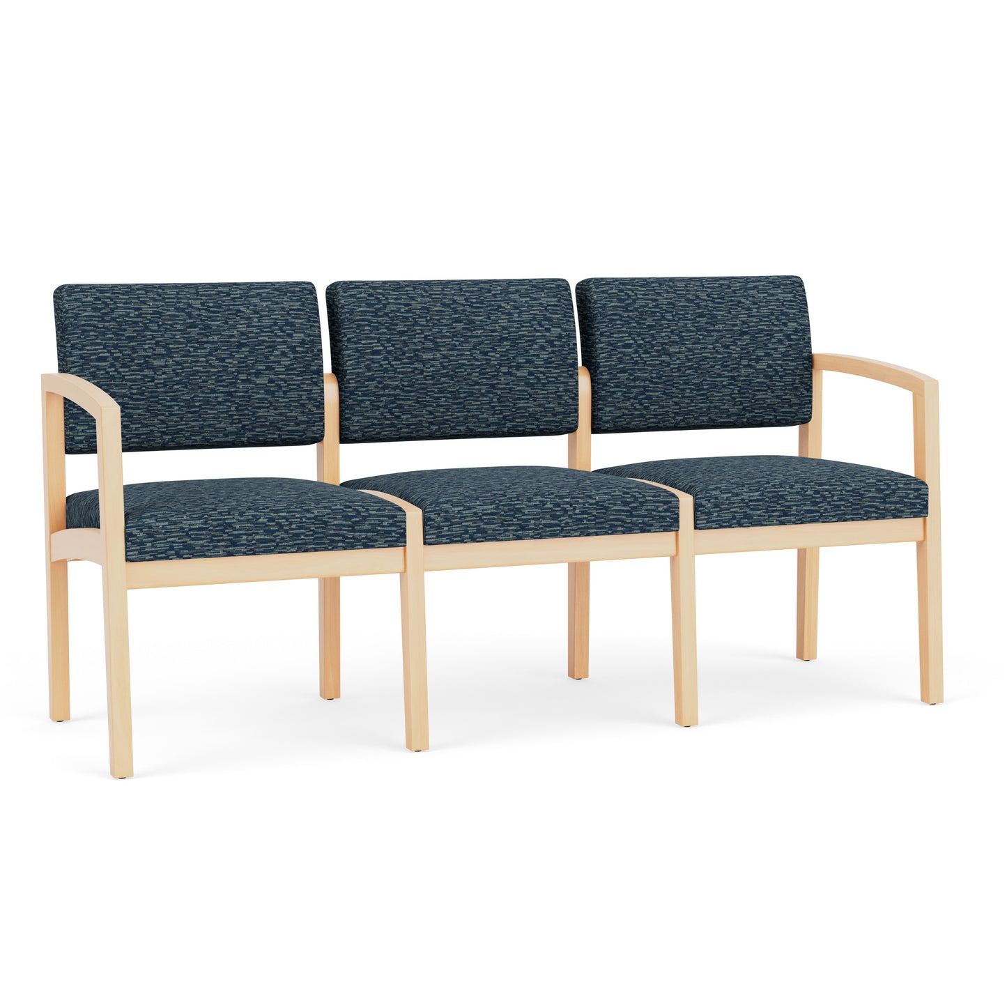 Lenox Wood Waiting Reception 3 Seat Tandem Seating Wood Frame No Center Arms