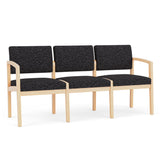 Lenox Wood Waiting Reception 3 Seat Tandem Seating Wood Frame No Center Arms
