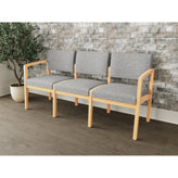 Lenox Wood Waiting Reception 3 Seat Tandem Seating Wood Frame No Center Arms