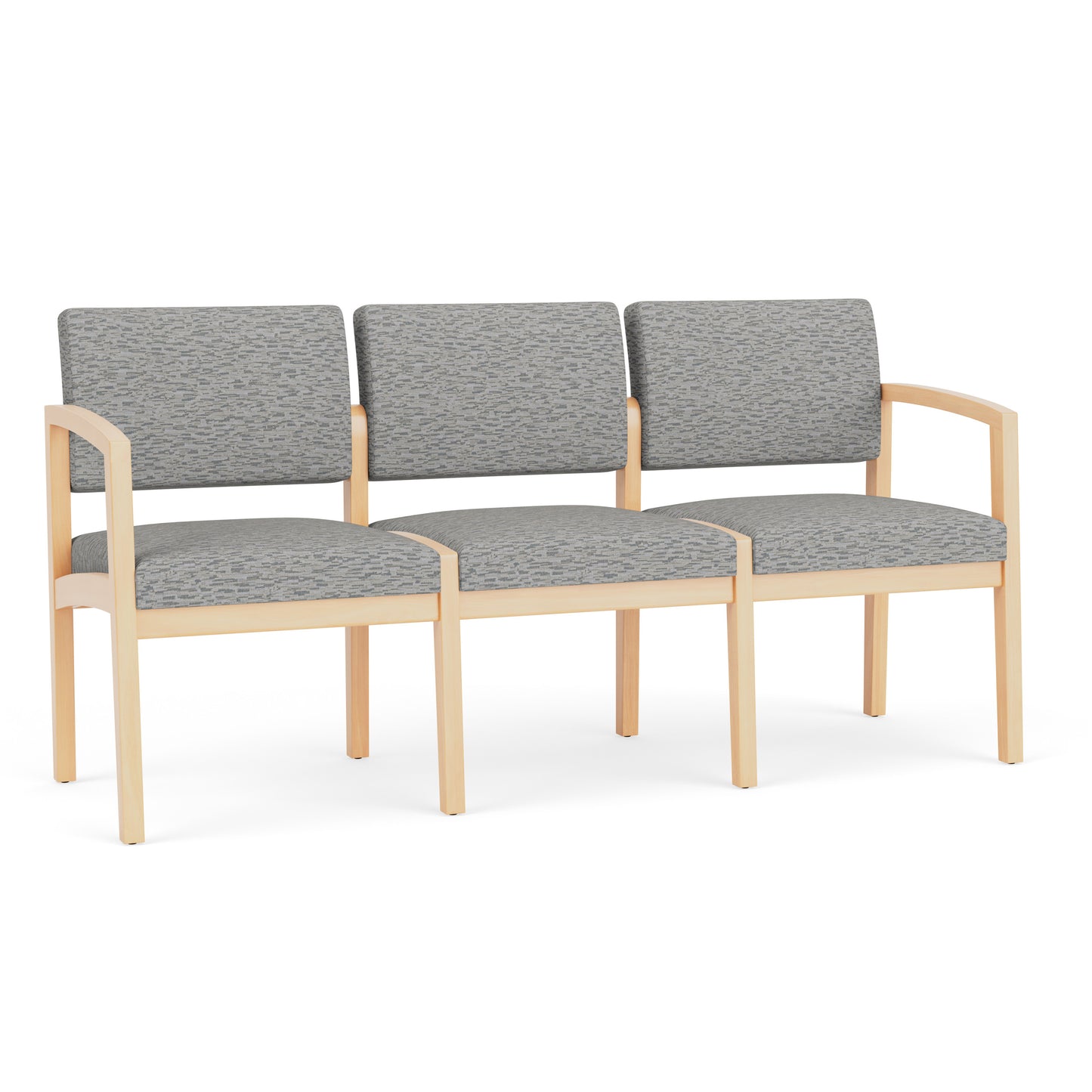Lenox Wood Waiting Reception 3 Seat Tandem Seating Wood Frame No Center Arms