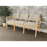 Lenox Wood Waiting Reception 3 Seat Tandem Seating Wood Frame No Center Arms