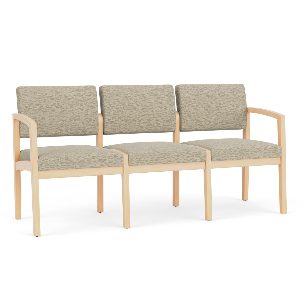 Lenox Wood Waiting Reception 3 Seat Tandem Seating Wood Frame No Center Arms