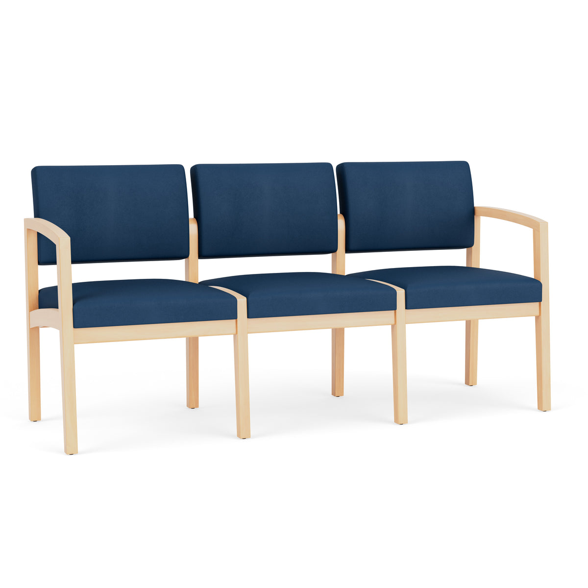Lenox Wood Waiting Reception 3 Seat Tandem Seating Wood Frame No Center Arms