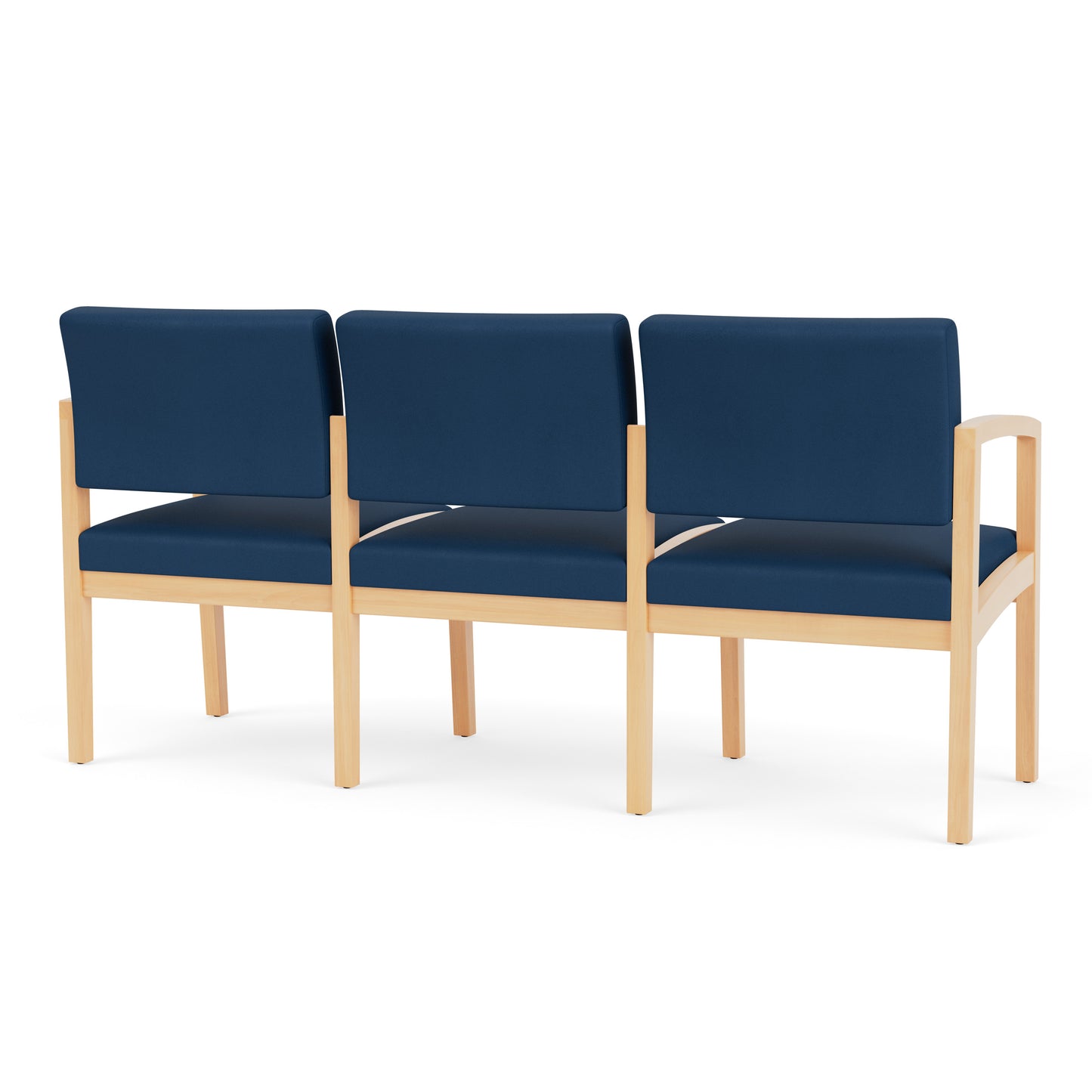 Lenox Wood Waiting Reception 3 Seat Tandem Seating Wood Frame No Center Arms