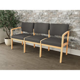 Lenox Wood Waiting Reception 3 Seat Tandem Seating Wood Frame No Center Arms