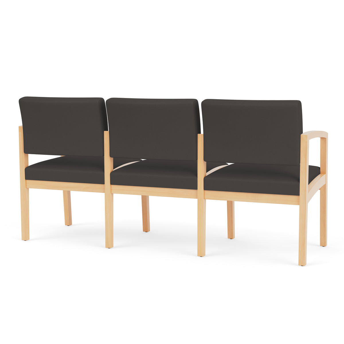 Lenox Wood Waiting Reception 3 Seat Tandem Seating Wood Frame No Center Arms